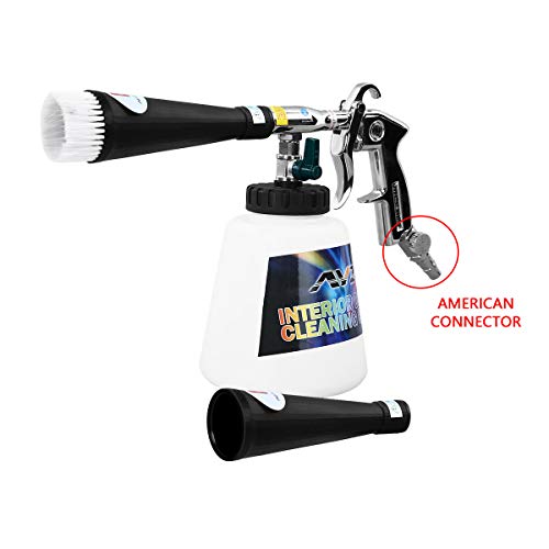 YVO Car Cleaning Gun Automotive Interior Pneumatic Clean Washing Blowing Dust Gun with 1000ml Foam Bottle Car Maintenance Tools Equipment (Upgraded Version Metal Nozzle with US Connector)