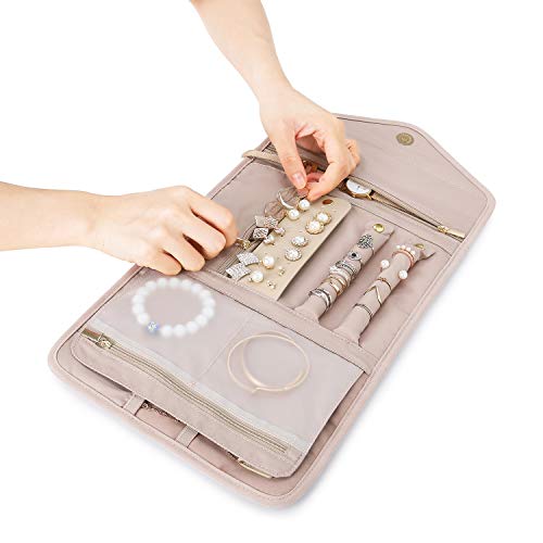 BAGSMART Travel Jewelry Organizer Roll Foldable Jewelry Case for