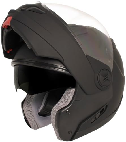 HAWK Helmets ST 1198 Matte Black Modular Motorcycle Full Face Helmet for Men & Women with Dual Flip Up Sun Visor DOT Approved for Bike Scooter ATV UTV Chopper Skateboard