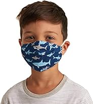Hatley Kids' Double Layer Face Mask with Ear Elastic, Shark Frenzy, One Size(Pack o