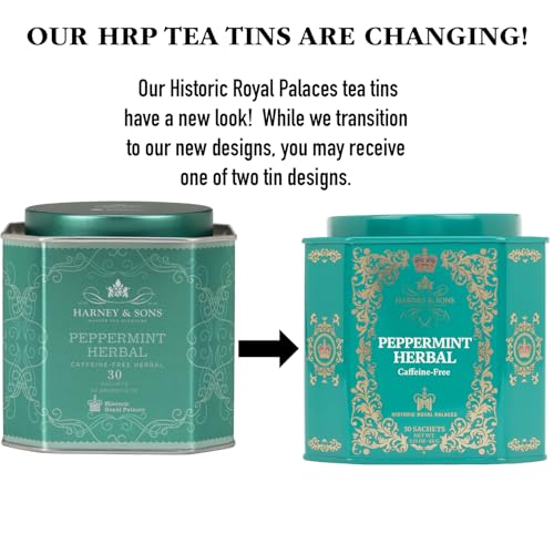 HARNEY & SONS PEPPERMINT HERBAL TEA IN SACHETS, CAFFEINE-FREE HERBAL, 30 SACHETS