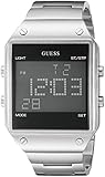 GUESS Men's U0596G1 Digital Display Silver-Tone Watch with Alarm, Dual Time Zone & Chronograph / Stop Watch Functions