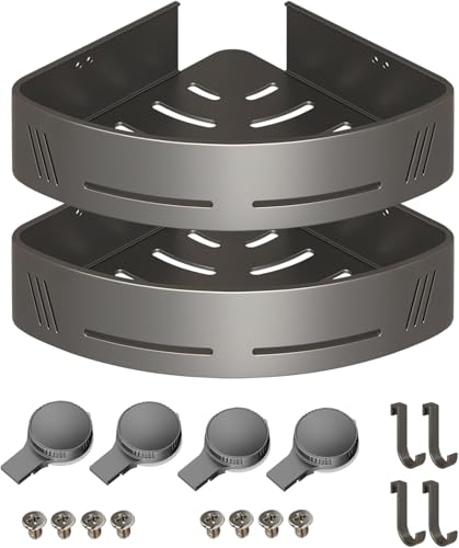 Photo 1 of ******SIMILAR***** FINAL SALE**** NO RETURNS**** PHX Grove 2-Tier Aluminum Suction Cup Shower Caddy, Rustproof No Drilling Bathroom Storage Shelf (Triangular)