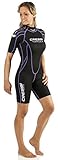 Cressi Tortuga Wetsuit Women Shorty 2.5 mm Premium Neoprene, Size 4/Large, Black/Lilac