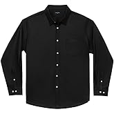 Double Pump Big and Tall Dress Shirts for Men Long Sleeve Business Casual Solid Button Down Shirts from XXL(T) to 6XL(T)
