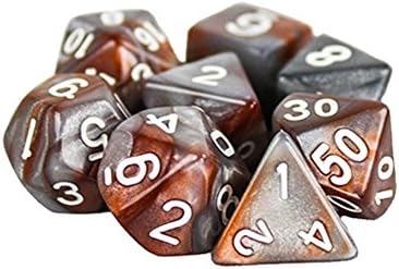 Polyhedral 7-Die Critical Role Dice Set -Dragon's Eye - Dwarven Copper & Grey with White Numbers