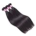 20 22 24 18 Straight Hair 3 Bundles With Closure Unprocessed Brazilian Human Virgin Raw Hair Weave Bundles With 4X4 Lace Closure Free Part Soft and No Shedding USOFT…