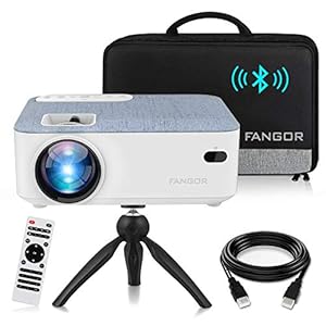 FANGOR HD Bluetooth Projector – Portable 10000L Projector for Outdoor Movie, Mini Video 1080P Supported Projector with…