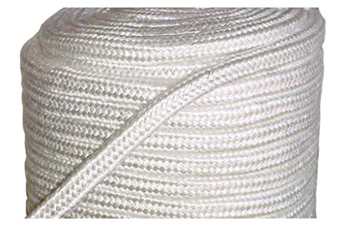 MinGlas Rope Seal - Fiberglass Square Braided Rope Gasket 1/2" x 8 feet, Firm High-Density, Stove Boiler Furnace Oven Kiln Door Seal Gasket