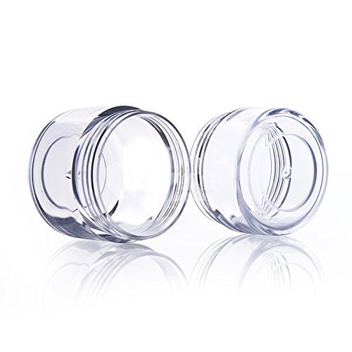 Healthcom New, Empty, Clear, 10 Gram Plastic Pot Jars, Cosmetic Containers for Eyshadow Makeup Nail Powder(50 Pcs)