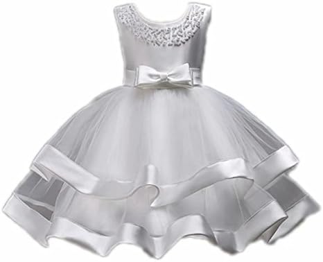 AYOMIS Girls Lace Bridesmaid Dress Wedding Pageant Dresses Tulle Party Gown Age 3-9Y