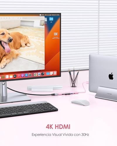 LENTION 6 in 1 USB C Hub HDMI 4K@30Hz, PD 100W, USB-A 3.0 & 2.0, USB C Adapter for MacBook Pro/Air 2026-2016, New MacBook Neo, Surface, iPhone 17 Plus Pro MAX and More (CH17, Rose Gold)