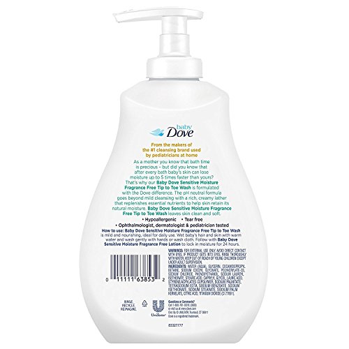 Dove Baby Tip To Toe Wash 13 Ounce Sensitive Pump (384ml) (2 Pack)