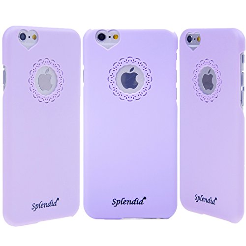 Splendid(TM), For iPhone 6/6s case, fancy ultra slim fit designer heart love shape floral pattern purple ultra thin hard back case cover for iPhone 6/6s 4.7" (Heart Light Purple i6)