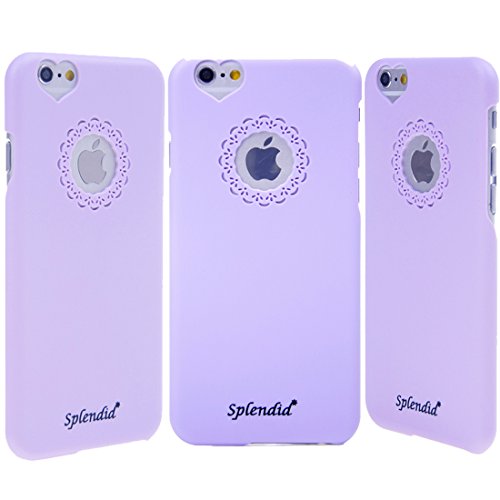 Splendid(TM), For iPhone 6/6s case, fancy ultra slim fit designer heart love shape floral pattern purple ultra thin hard back case cover for iPhone 6/6s 4.7