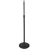 ATLAS SOUND MS20E Heavy Duty Microphone Stand, Iron Base, Black | Features an integral air suspension system to help protect mics from damage if the clutch mechanism is released too quickly.