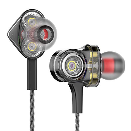 WSCSR in-Ear Headphones Earbuds High Resolution Heavy Bass with Mic for Smart Android Cell Phones Samsung HTC Lg G4 G3 Mp3 Mp4 Earphones (Black)