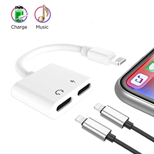 Compatible Charger and Headphone Adapter Applicable for iPhone max X / 7/7 Plus / 8/8 Plus,Supfox 2 in 1 Dual Headphones Adapter and Splitter Design for Calling & Remote & Charger & Music