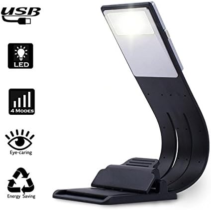 Yodot Clip-on Book Light, LED Reading Light with USB Rechargeable, Adjustable 4 Level Brightness Flexible Night Reading Lamp Multifunctional as Bookmark Desk & Bed Lamp for Kindle, Book, iPad