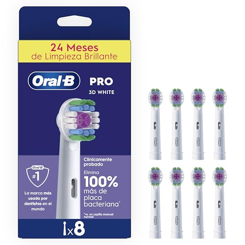3D White Cabezales de Recambio Originales, Blancos, Pack de 8