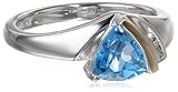 Sterling Silver and 14k Yellow Gold Swiss Topaz and Diamond Ring (1/10 cttw, I-J Color, I3 Clarity), Size 9