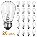 Moonflor 26 Pack S14 Light Bulbs, 11 Watt Replacement Incandescent Glass Bulbs with E26 Medium Base for Outdoor Patio Garden Vintage String Lights