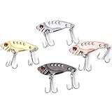 NUOMI Blade Lures for Bass Metal VIB Hard Fishing Spinner Baits Treble Hooks Walleyes Trout Fishing Spoons 4 Colors