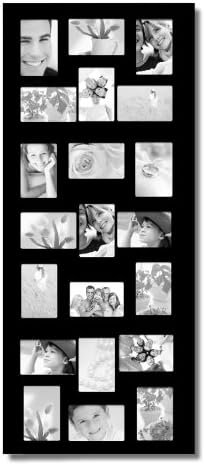 Joveco Decorative Black Wood Wall Hanging Collage Picture Photo Frame with 21 openings for 4 x 6 inch photo