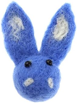 Zasy Dry Needle Felt Rabbit Bunnies Wool Felt Miniature Animal Cartoon Ornament DIY Craft Home Easter Decor (Blue)