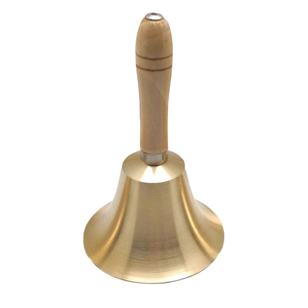NUOBESTY Christmas Handbell Clear Sound Solid Brass Held Service Bell for School Restaurant Hotel-11cm