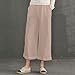 Ecupper Womens Casual Loose Plus Size Elastic Waist Cotton Trouser Cropped Wide Leg Pants Pink 12-14