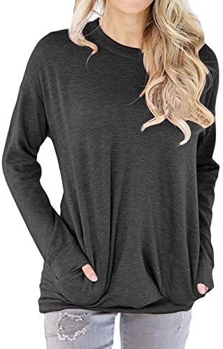 TWKIOUE Women's Casual Long Sleeve Round Neck Sweatshirt Loose Pullover Tunic Tops