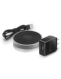 Spigen   Cargador inalámbrico rápido para dispositivos iPhone y Android (hasta 15 W, con adaptador de alimentación y cable para iPhone X 8 8 Plus Galaxy S9 S9 Plus Note 8 y más)