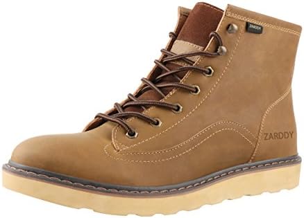 SADDY Men's Ankle Genuine Leather Classic Hiking Boots Men's Work Shoes Motorcycle Boots(11 D(M) US Yellow Brown)