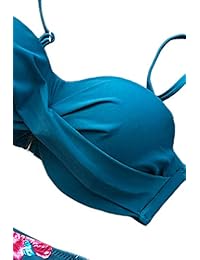 Bikini de talle alto con diseño floral y zafiro para dama