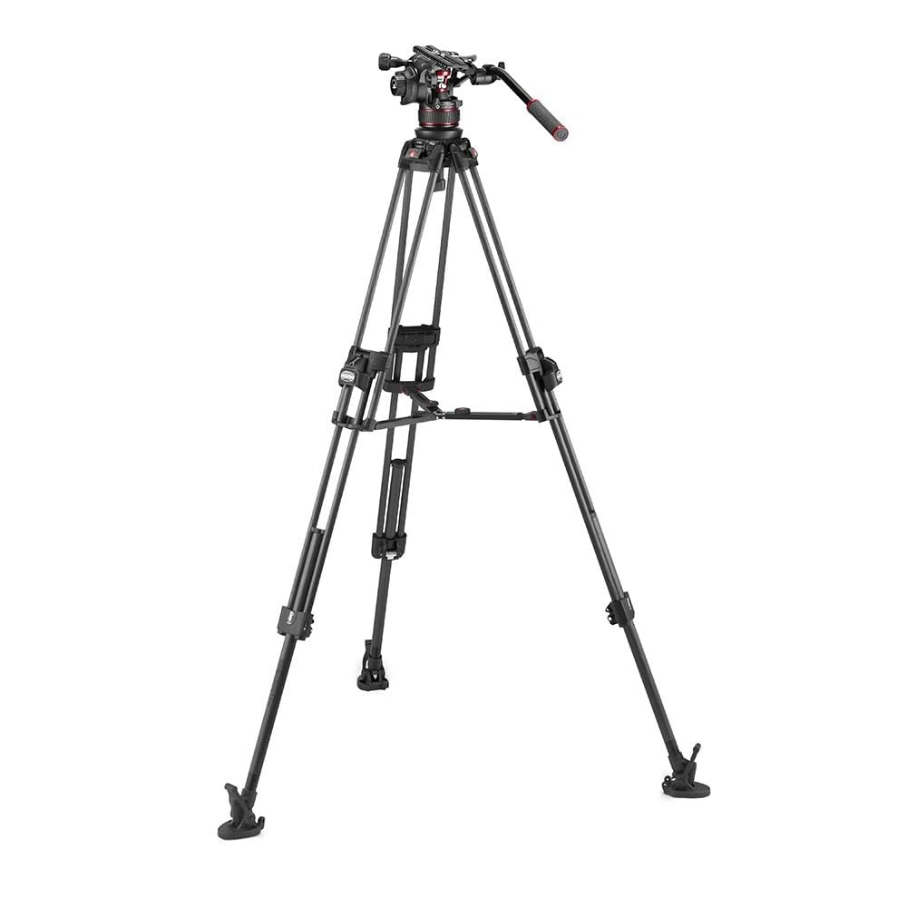 Manfrotto MVK612TWINFC, Nitrotech 612 Fluid Video Head with Carbon 645 Fast Twin Video Tripod, Pro Kit for DSLR, Digital Camera, Camcorder, Videographer, Payload 12kg