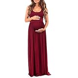 Women's Ruched Sleeveless Maternity Dress by Mother Bee - Made in USA (Xlarge, Burgundy)