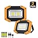 Rechargeable Work Light,FOSFIS 30W 1500 Lumens Ultra Bright Portable LED Work Lights with Stand Battery Operated Flood Light for Garage Outdoor Camping Emergency and Work Site Lighting (Yellow/2Pack)