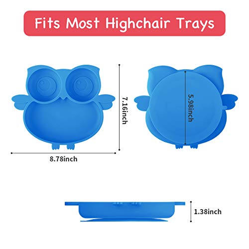 image for Kirecoo Owl Suction Silicone Plate for Toddlers - Self Feeding Trainin