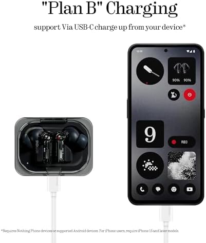 Nothing ear (a) fones de ouvido bluetooth sem fio com integração chatgpt, cancelamento ativo de ruído, algoritmo de aprimoramento de graves e até 42,5 horas de reprodução - preto