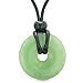 BestAmulets Amulet Lucky Coin Shaped Donut Healing Green Quartz Charm Magic and Protection Powers Necklace