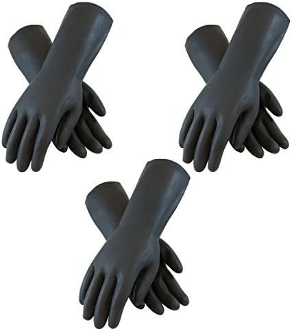 3 Pack PIP Assurance 28 Mil Flock Lined Neoprene Chemical Gloves with Raised Diamod Grip, Size S-XL (Small)