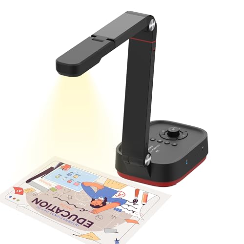 QOMO QPC100W Wireless 4K UHD Document Camera, WiFi/HDMI/USB Plug & Play, Compatible Mac OS, Windows, Chromebook Compatible for Live Demo,Web Meeting and Document Scanning