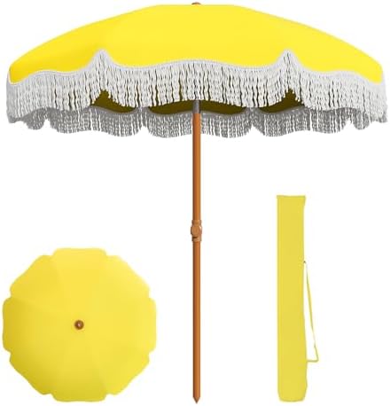 9ft patio umbrella in taupe 9' Round Outdoor Patio Market Umbrella Taupe with Black Pole