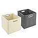 Avinee Foldable Fabric Storage Cube Basket Bins Boxes Closet Organizer with Built-in Chrome Handles, Set of 2