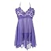 FENTI Women's Backless Halt Top Babydoll Lingerie Sexy Lace Trim Dress G-String