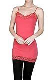 Ragstock Women's Plain Long Lace Trim Spaghetti Strap Camisole Tank Top