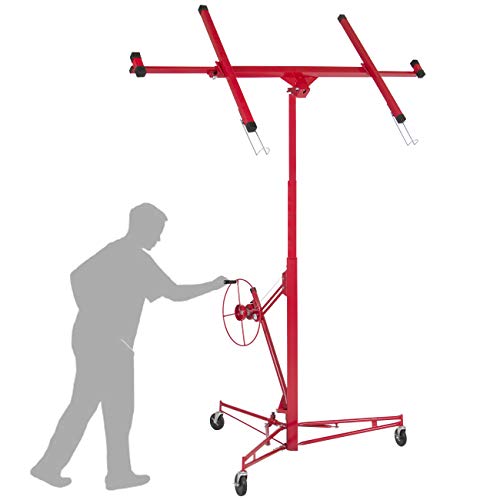 Best Choice Products SKY640 Drywall 11' Lift Panel Hoist Dry Wall Jack Lifter Construction Tools, Large, Red - Image 2