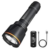 TACKLIFE Cree LED USB Rechargeable Flashlight Portable -1300 Lumens Super Bright Light, 6 Modes, 5000mAh (26650 Battery), IP68 Waterproof, for Camping Hiking Emergency