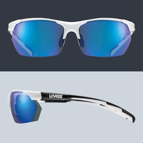 sportstyle 114, gafas outdoor unisex, de espejo, incl. lentes intercambiables con filtros de categoría 0, 1 y 3, white black matt/blue, one size